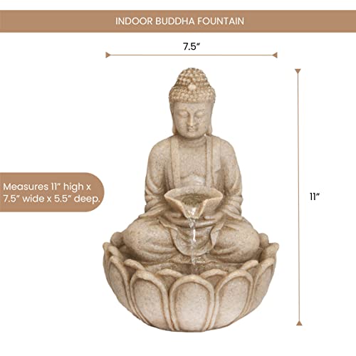 Meditating Buddha Water Fountain - Compact Tabletop Decoration
