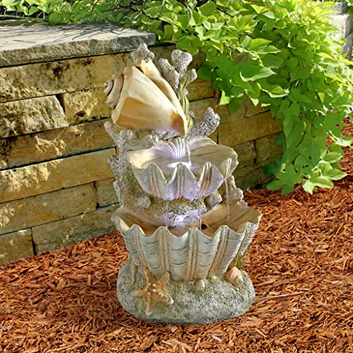 Ocean's Bounty Seashell Coastal Garden 20" Cascading Fountain