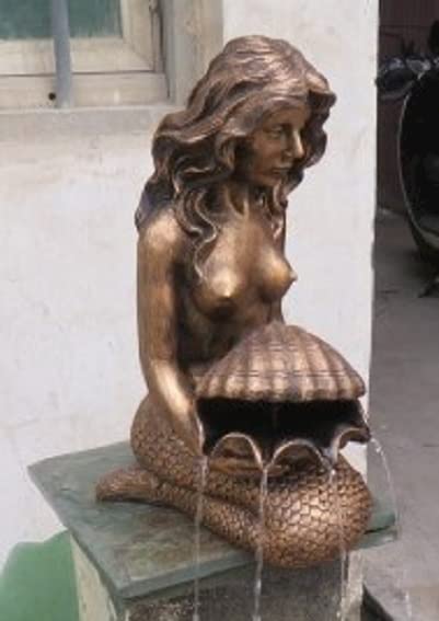 Gold Finish Mermaid Water Feature Fountain for Gardens