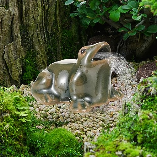 2pcs Ceramic Green Frog Water Fountain Pond Decor