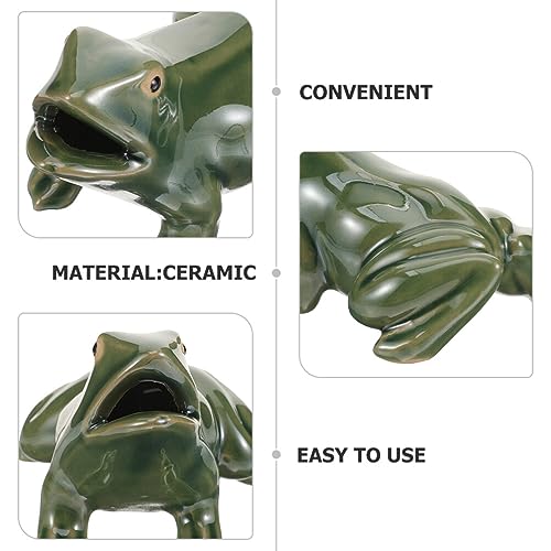 2pcs Ceramic Green Frog Water Fountain Pond Decor