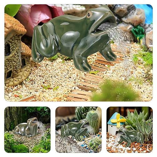 2pcs Ceramic Green Frog Water Fountain Pond Decor