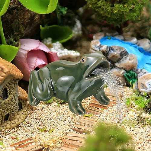 2pcs Ceramic Green Frog Water Fountain Pond Decor