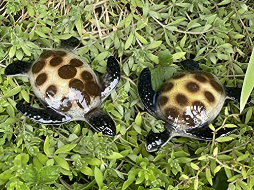 Set of 2 4 Inch Ceramic Sea Turtle Figurines