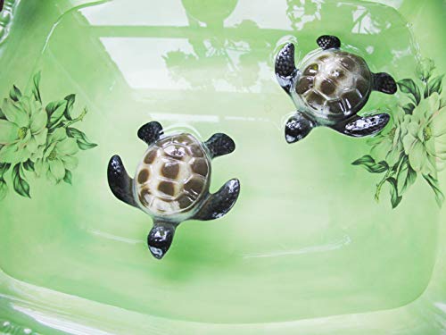 Set of 2 4 Inch Ceramic Sea Turtle Figurines