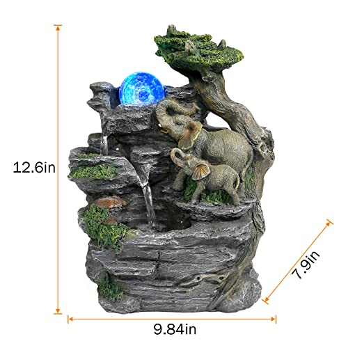 Elephant Sculpture Tabletop Fountain for Home Office Decor