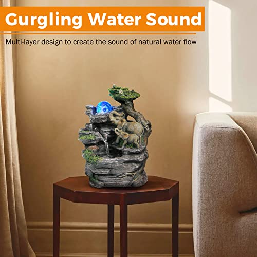 Elephant Sculpture Tabletop Fountain for Home Office Decor
