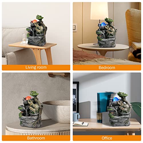 Elephant Sculpture Tabletop Fountain for Home Office Decor