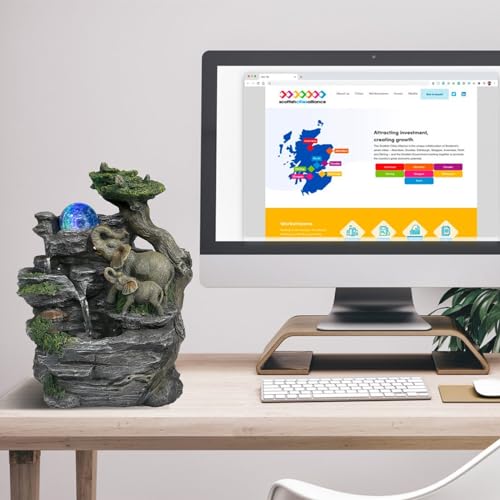 Elephant Sculpture Tabletop Fountain for Home Office Decor