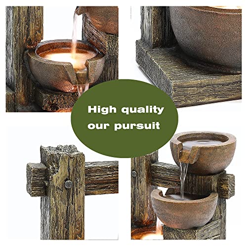 LuxenHome 23.2" H Resin Water Fountain with LED Lights