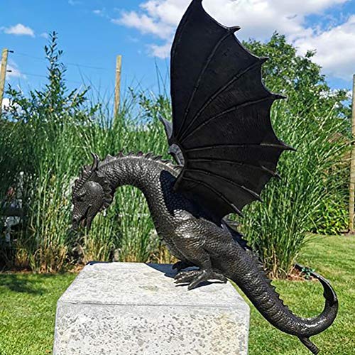 Dragon fountain sculpture for garden decor, birthday gift, 35x30x23cm