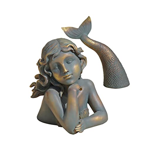 Mermaid Garden Statue in Faux Verdigris Finish