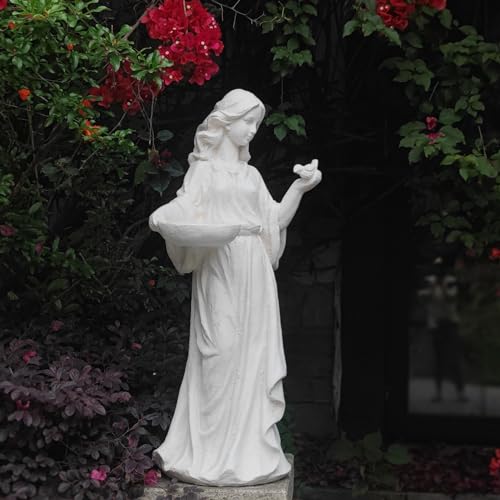 40 Inch Garden Nymph Maid Statue Birdbath Sculpture