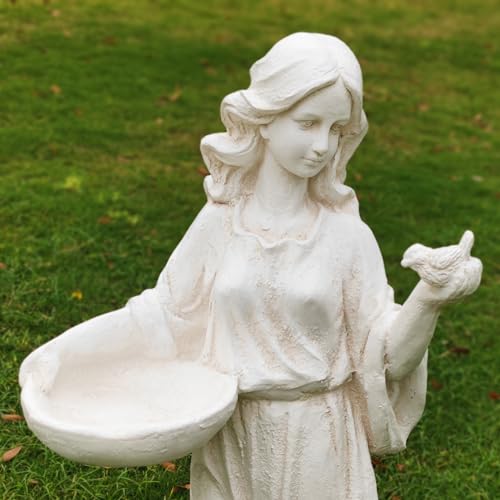 40 Inch Garden Nymph Maid Statue Birdbath Sculpture