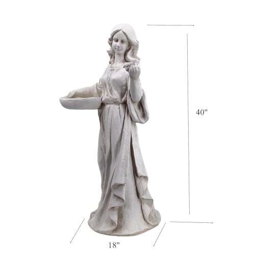 40 Inch Garden Nymph Maid Statue Birdbath Sculpture