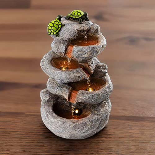 Relaxing Turtle Tabletop Fountain with Waterfall Decor