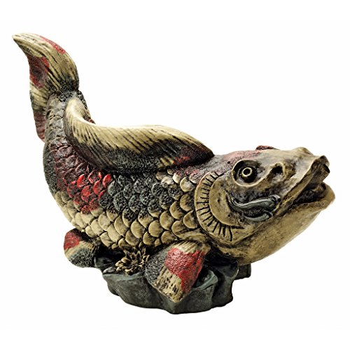 Showa Asian Koi Spitter Piped Statue, Vibrant Colors