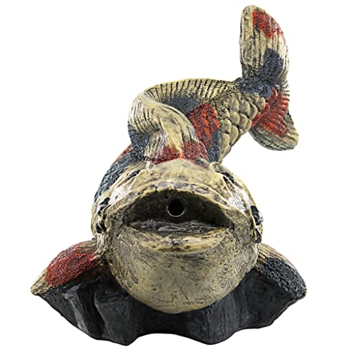 Showa Asian Koi Spitter Piped Statue, Vibrant Colors