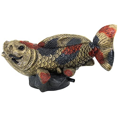 Showa Asian Koi Spitter Piped Statue, Vibrant Colors