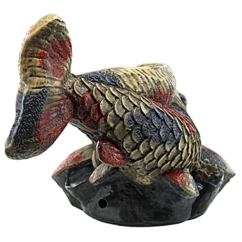 Showa Asian Koi Spitter Piped Statue, Vibrant Colors