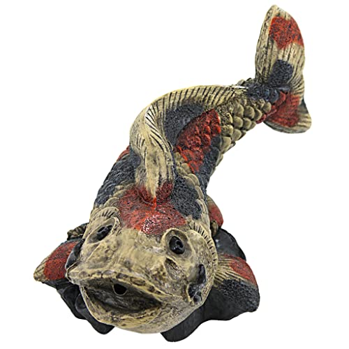 Showa Asian Koi Spitter Piped Statue, Vibrant Colors