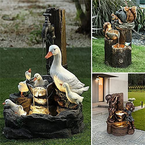 Flowing Water Duck Solar LED Garden Statue