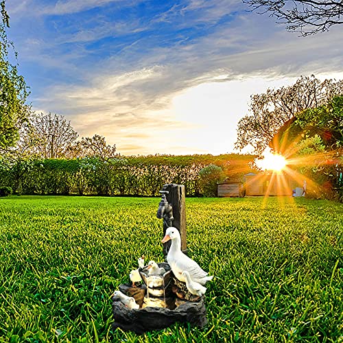 Flowing Water Duck Solar LED Garden Statue