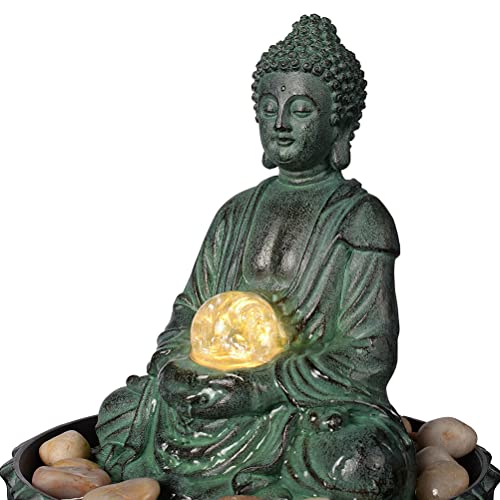 Haobos Buddha Tabletop Fountain with Glass Ball/LED/Stone