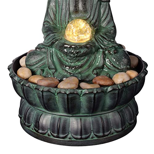 Haobos Buddha Tabletop Fountain with Glass Ball/LED/Stone