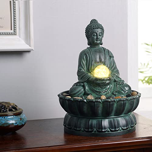 Haobos Buddha Tabletop Fountain with Glass Ball/LED/Stone