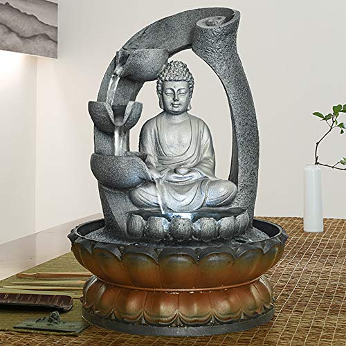 PeterIvan Buddha Tabletop Fountain with LED Light