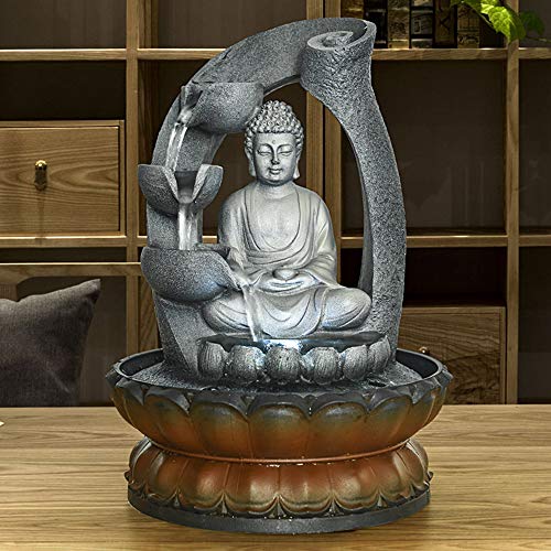 PeterIvan Buddha Tabletop Fountain with LED Light