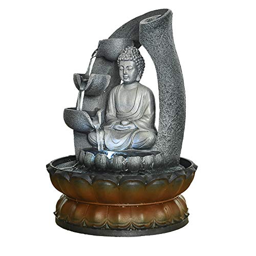 PeterIvan Buddha Tabletop Fountain with LED Light