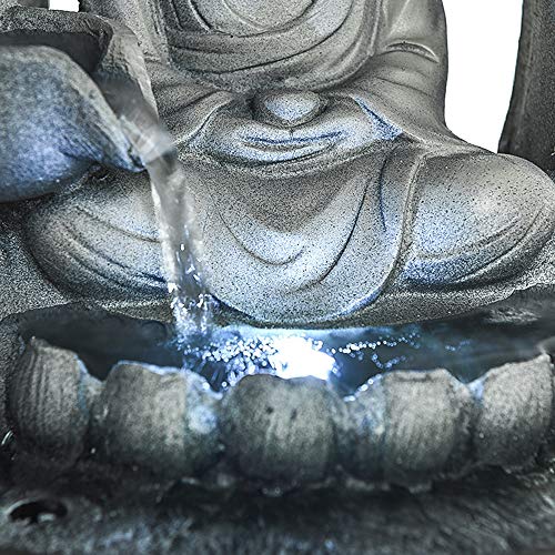 PeterIvan Buddha Tabletop Fountain with LED Light