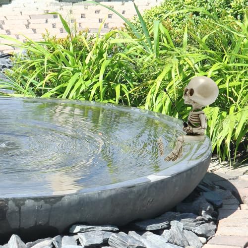 Mini Fishing Skeleton Outdoor Pond Garden Statue Decor