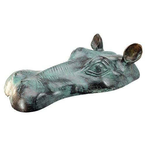 Verdigris Spitting Hippo Head Bronze Garden Statue by Design Toscano