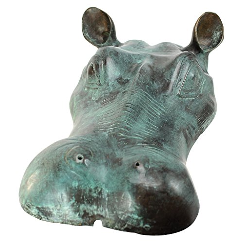 Verdigris Spitting Hippo Head Bronze Garden Statue by Design Toscano