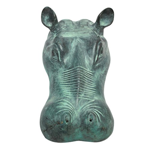 Verdigris Spitting Hippo Head Bronze Garden Statue by Design Toscano