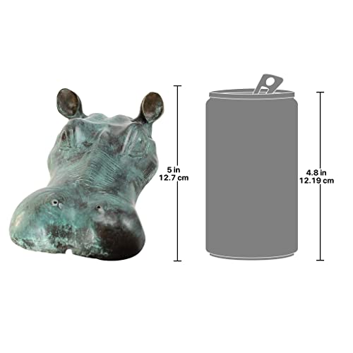 Verdigris Spitting Hippo Head Bronze Garden Statue by Design Toscano