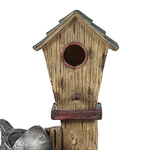 Polyresin Bird House & Water Can Patio Fountain