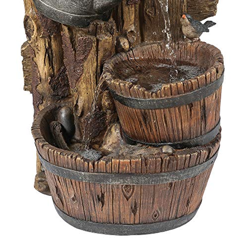 Polyresin Bird House & Water Can Patio Fountain
