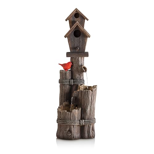 Alpine Corporation 3-Tier Birdhouse Water Fountain Yard Art