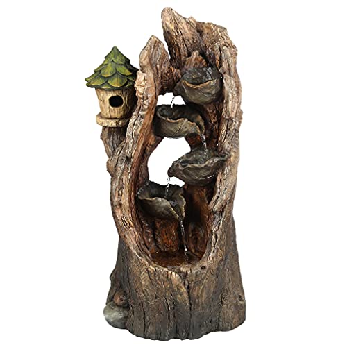 5 Tier Resin Tree Outdoor Fountain with Bird House