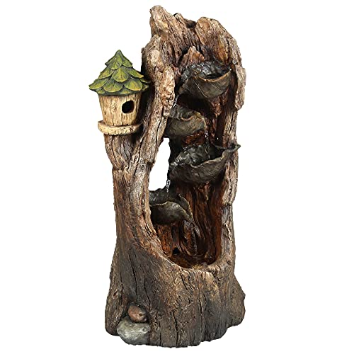 5 Tier Resin Tree Outdoor Fountain with Bird House