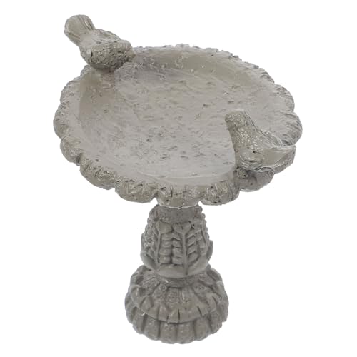 Miniature Grey Stone Bird Bath Fountain Dollhouse Decor
