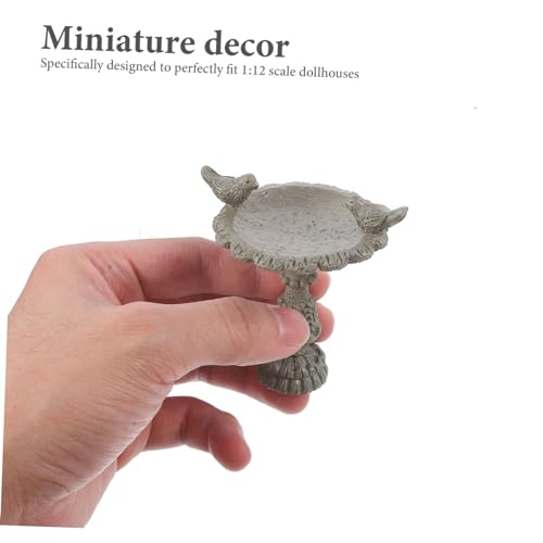 Miniature Grey Stone Bird Bath Fountain Dollhouse Decor