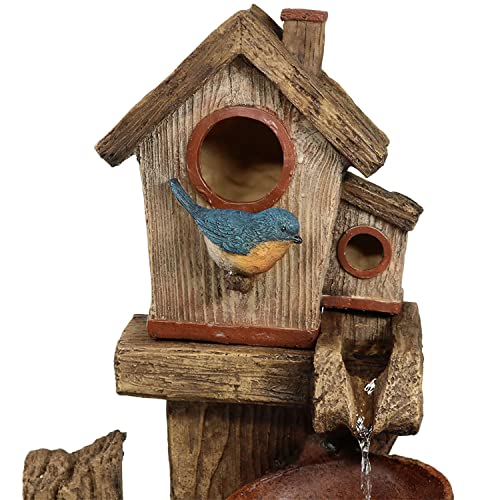 26-Inch Bluebird House & Buckets Water Fountain - Patio Décor