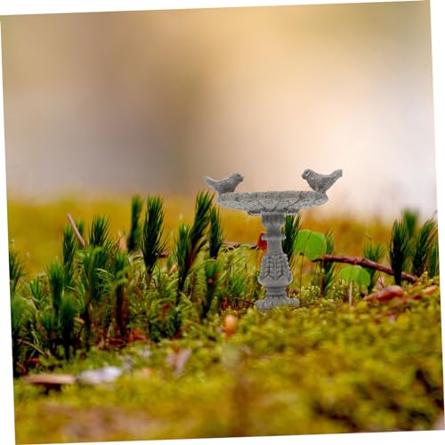 Miniature Grey Stone Bird Bath Fountain Dollhouse Decor