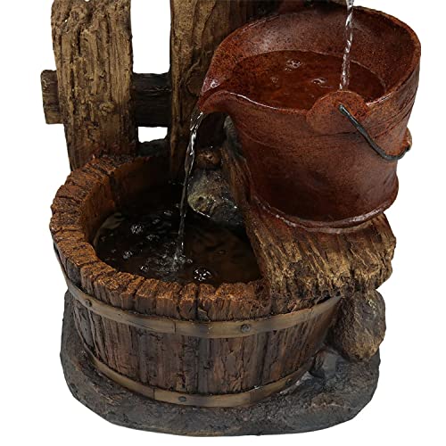 26-Inch Bluebird House & Buckets Water Fountain - Patio Décor
