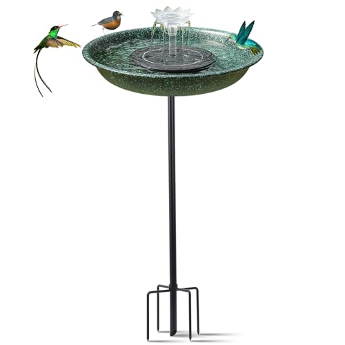 Metal Hummingbird Bird Bath & Feeder for Backyard